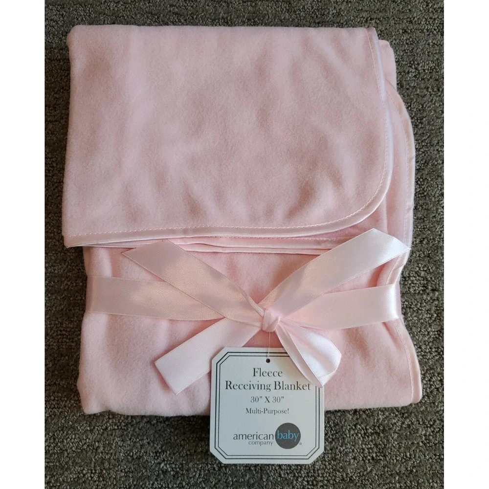 American Baby Company Fleece Receiving Blanket Pink Baby Shower Girl Gift NEW